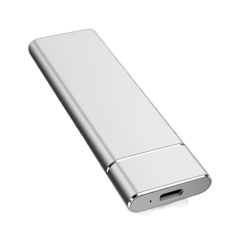 Silver portable solid-state drive